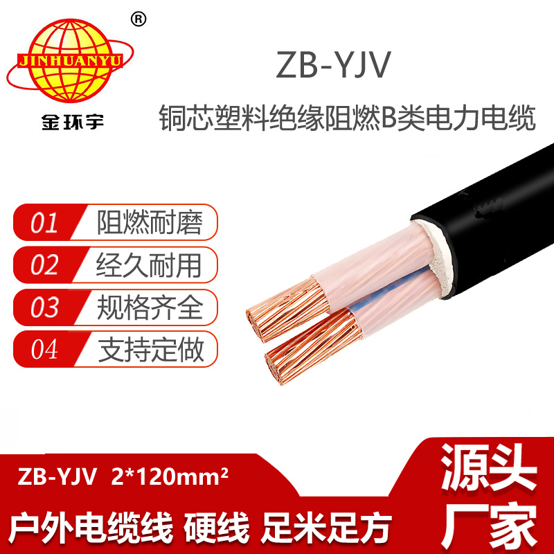 金环宇电线电缆 阻燃yjv电缆ZB-YJV 2X120平方 铜芯电力电缆