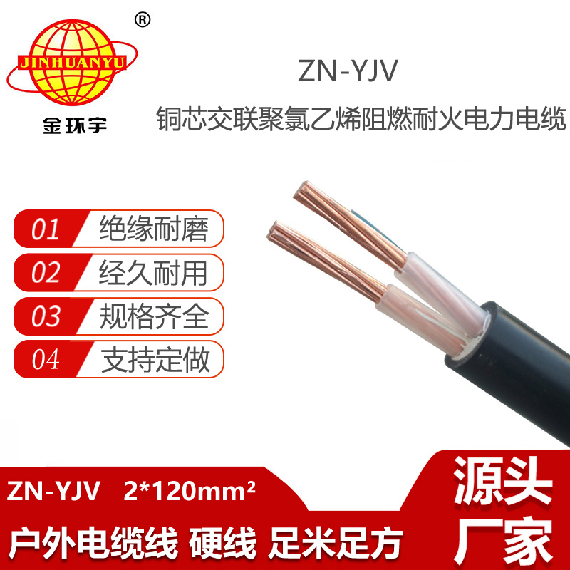 金环宇电线电缆 耐火电力电缆ZN-YJV 2X120平方 阻燃yjv电缆
